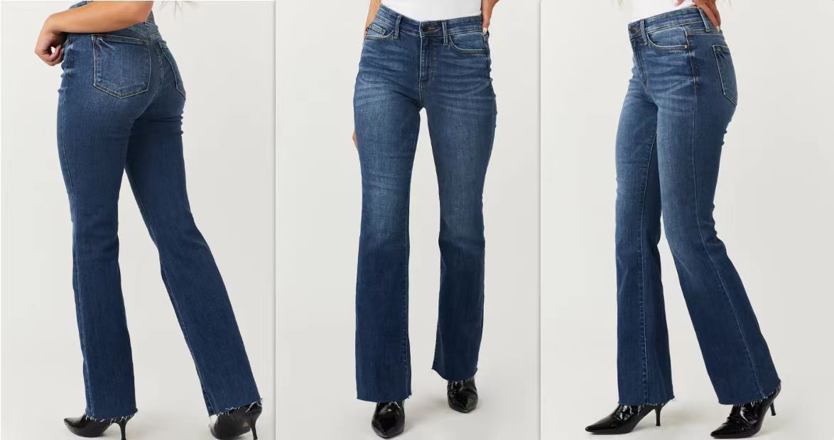 Ladies Mid Waist Slim-fit Stretch Flared Jeans