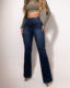 Elegant New Fashion Casual Female Trouser Bottom Back Shirred Button Front High Waist Jeans