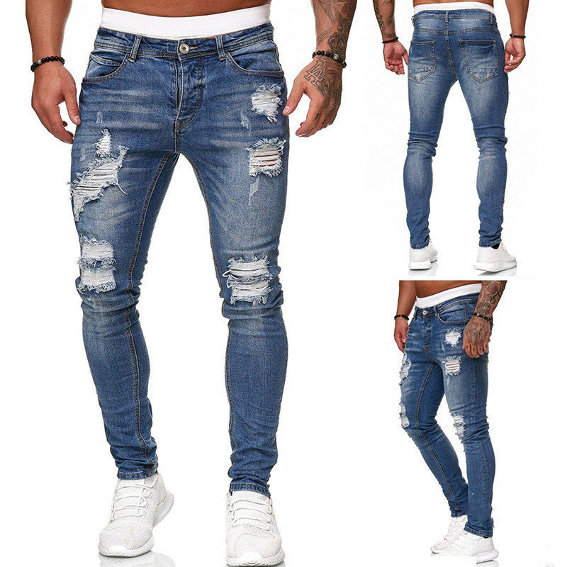 Fashion Street Style Ripped Skinny Jeans for Men