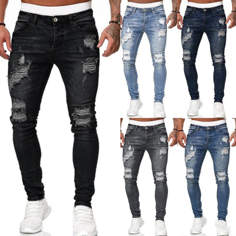 Fashion Street Style Ripped Skinny Jeans for Men