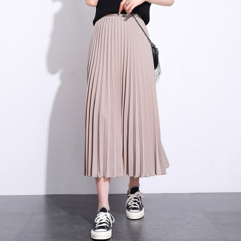 Solid color pleated skirt