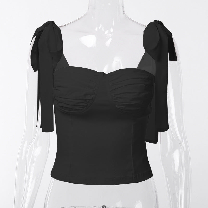 Casual Sweet T-Shirt Women Tops Fashion Regular Low Bandage Solid Bodycon Tees