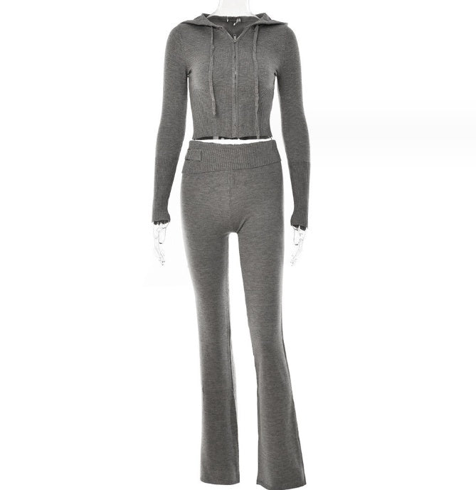 Hoodie Suit Women Leisure Sweater And High Waist Long Pants Set