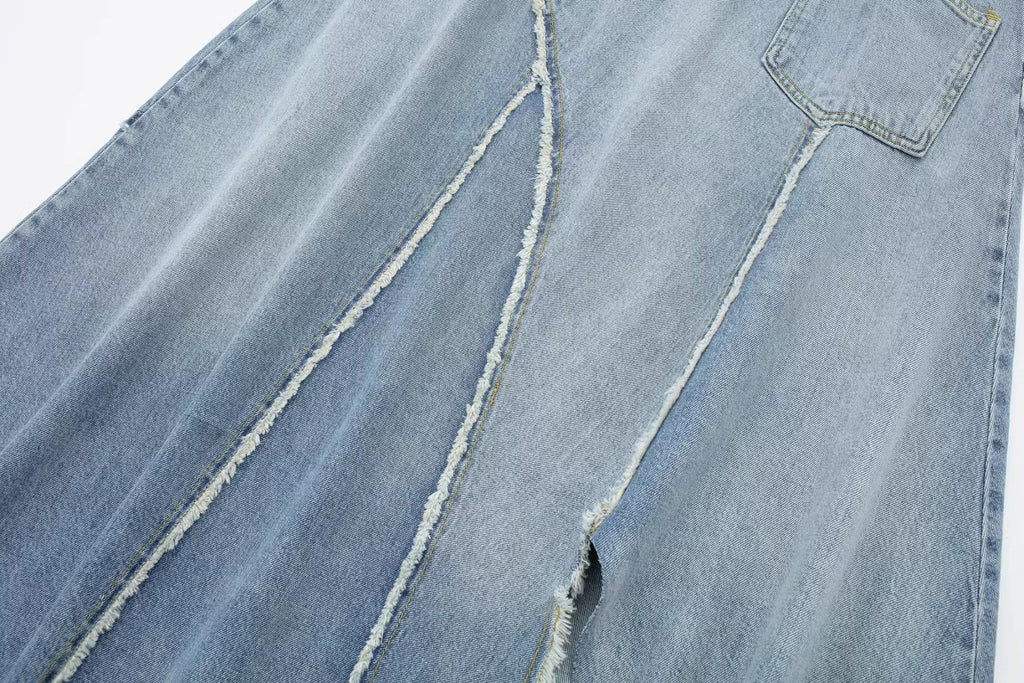 Asymmetric High Waist Denim Skirt