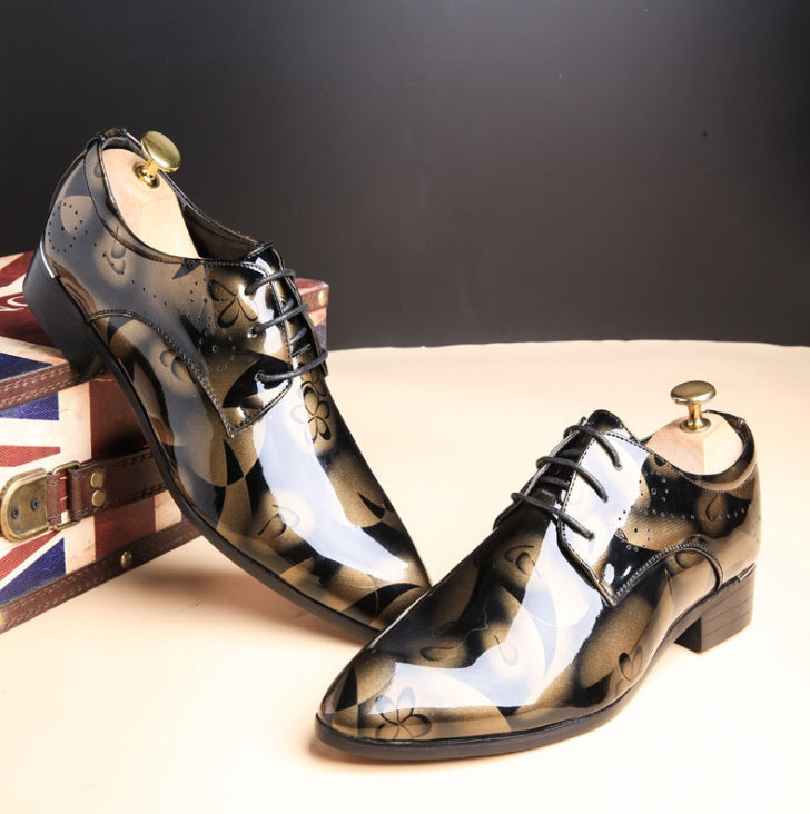 Men's large size, business casual , bright leatheress shoes