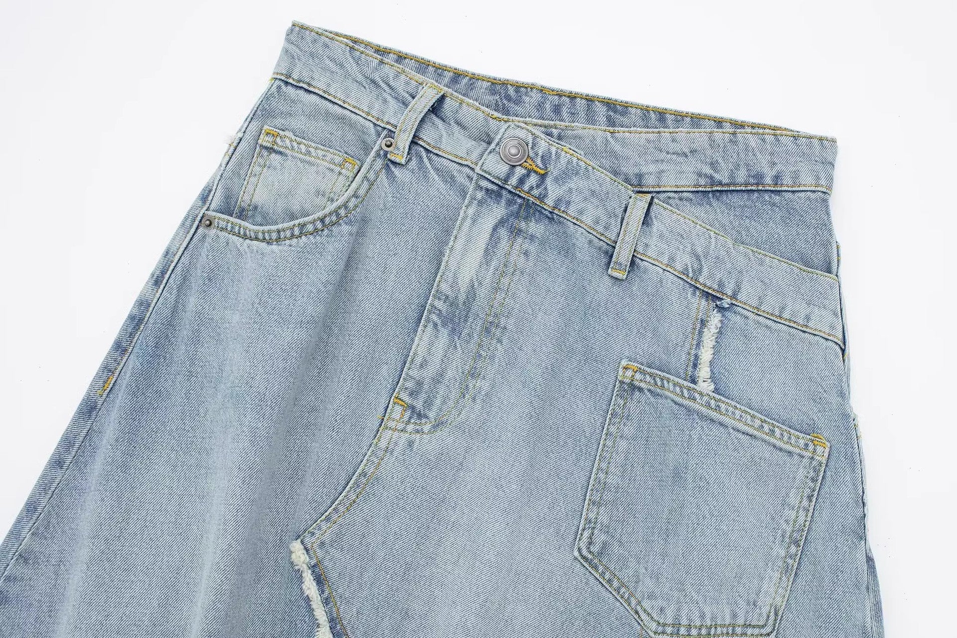 Asymmetric High Waist Denim Skirt