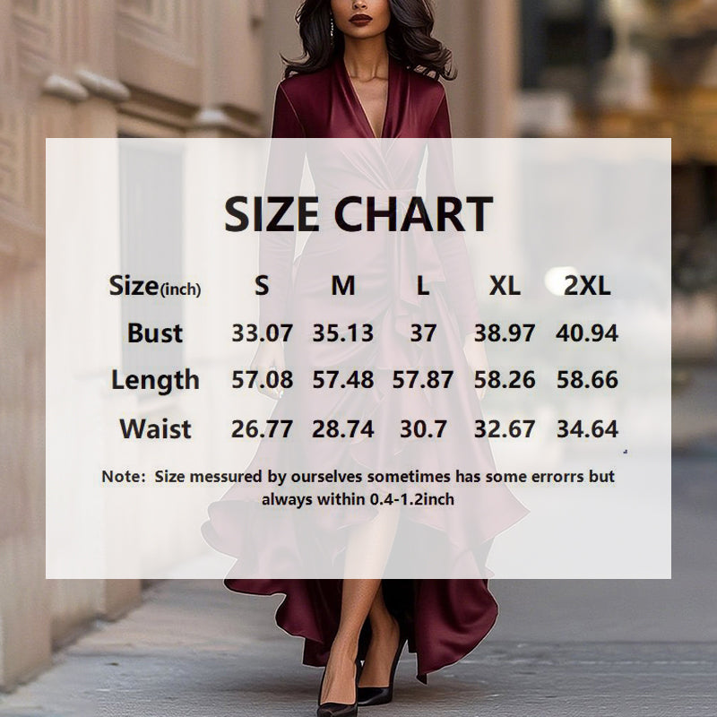 Women's Vintage Solid Color A-Line Maxi Dress, Asymmetrical Hem Ruffle Dress For Spring And Fall Holiday Parties