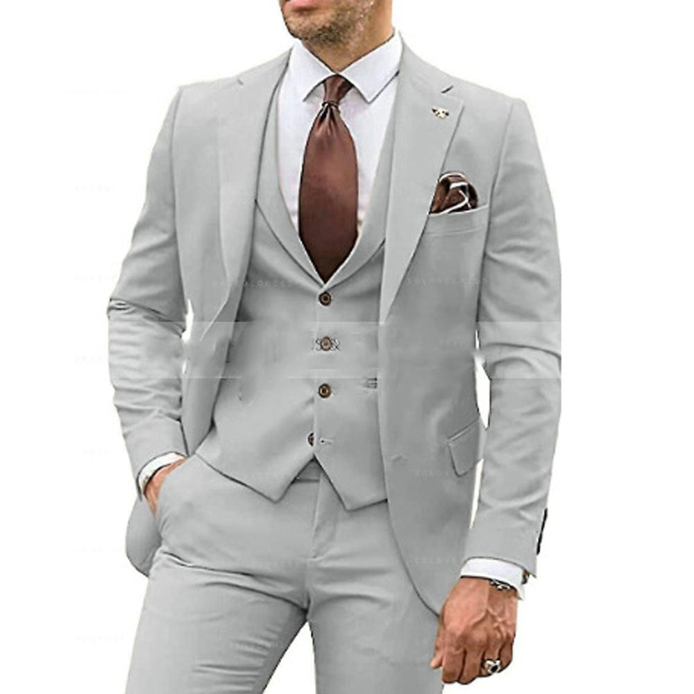 Men's Three-piece Slim-fit Dovetail Groom Dress