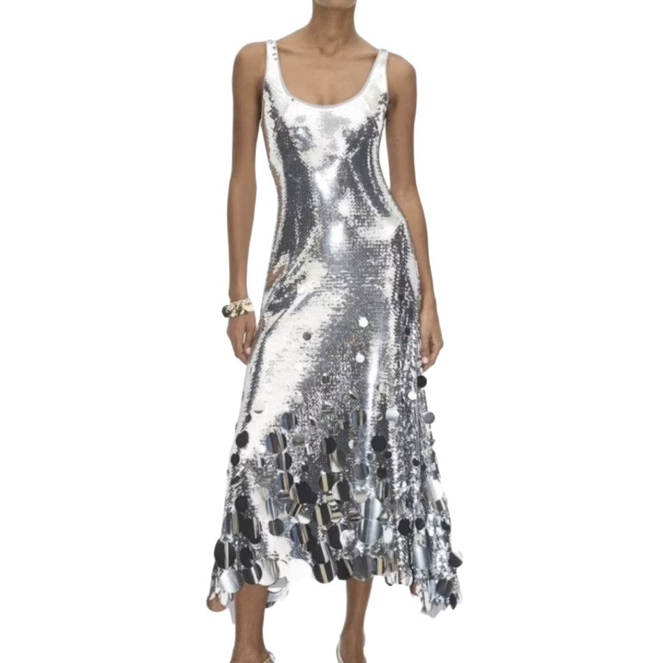 Women's Sequined Sleeveless Party Dress With A Unique Style