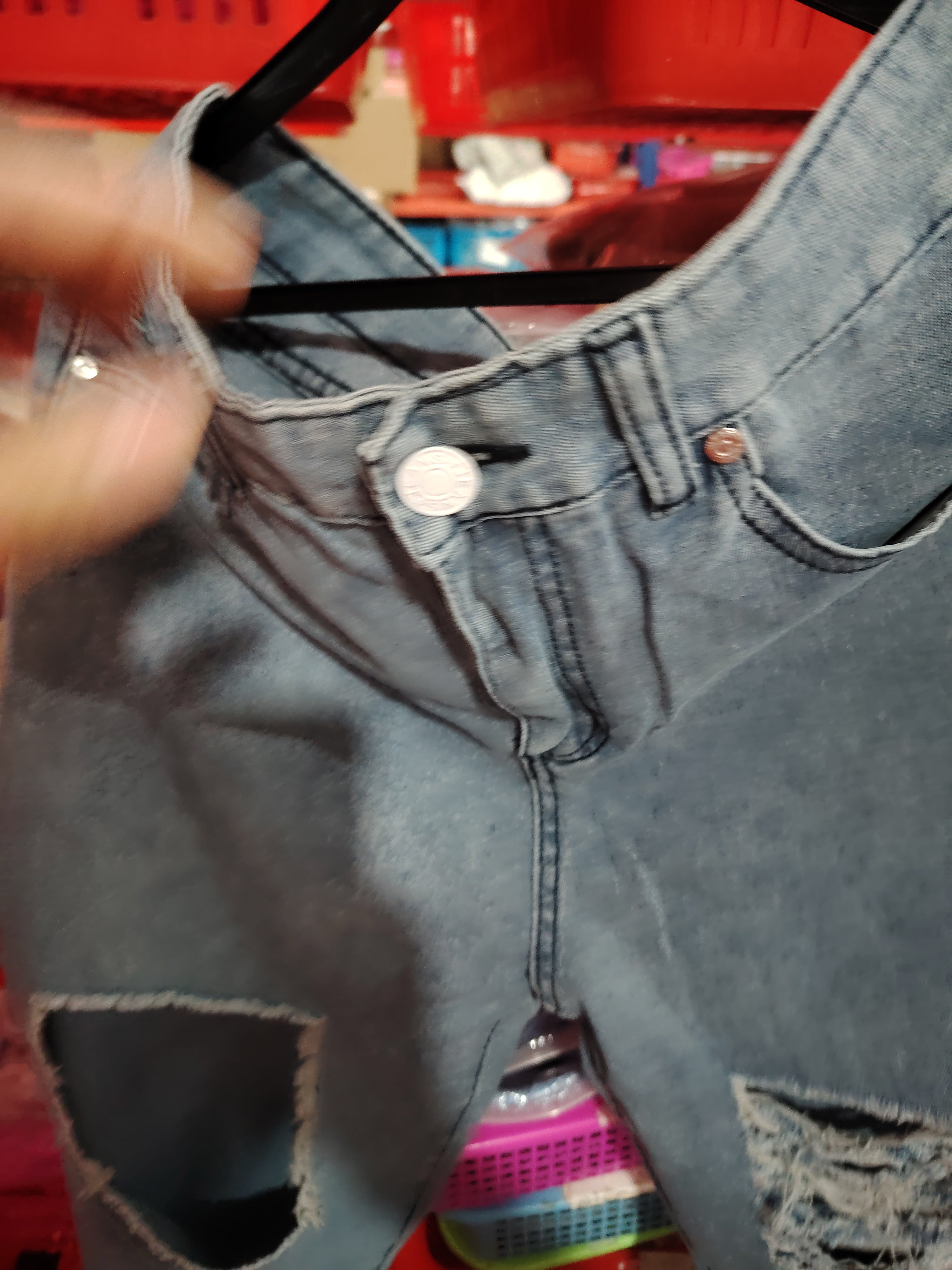 Retro Hole-punched Jeans Women High Waist Straight-crotch Loose Slim Design High-street Vibe Wide-legged Dragging Pants