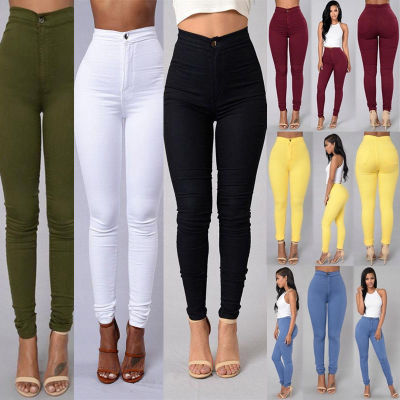 Leggings thin waist stretch pencil pants tight candy colored jeans