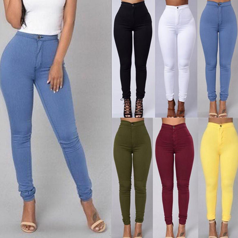 Leggings thin waist stretch pencil pants tight candy colored jeans