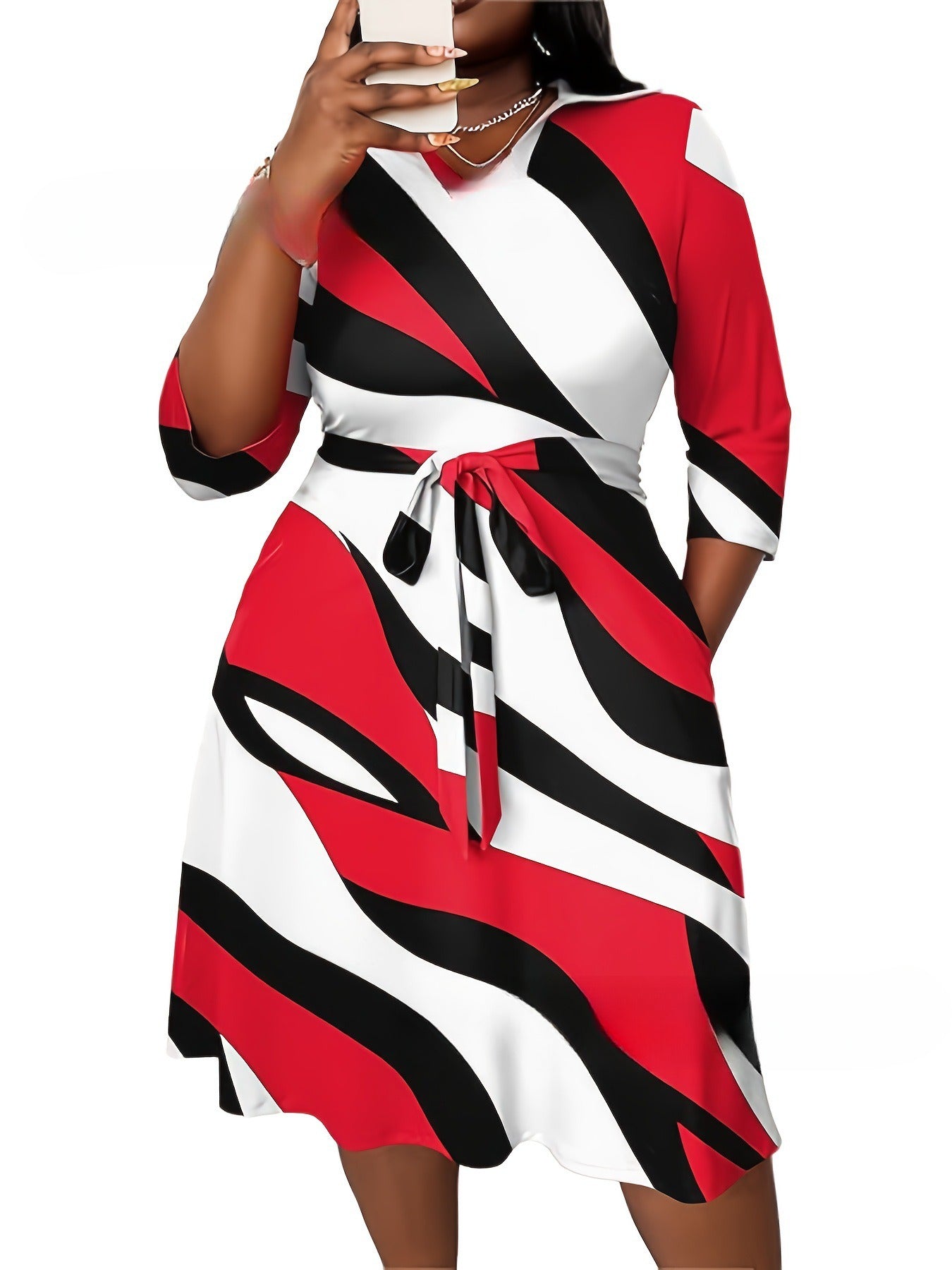 Fashion Print Casual Elegant V-neck Dress