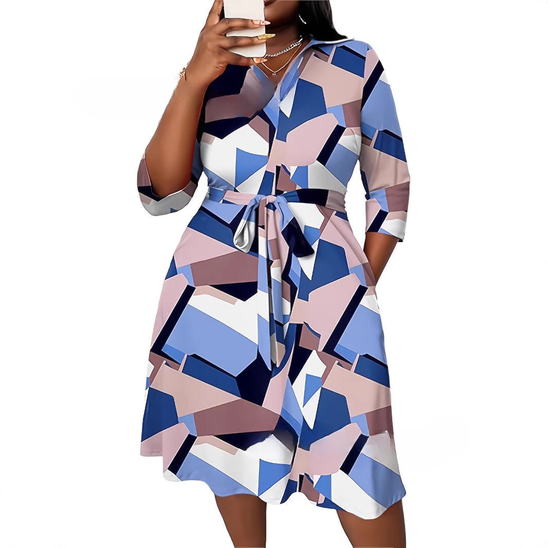 Fashion Print Casual Elegant V-neck Dress