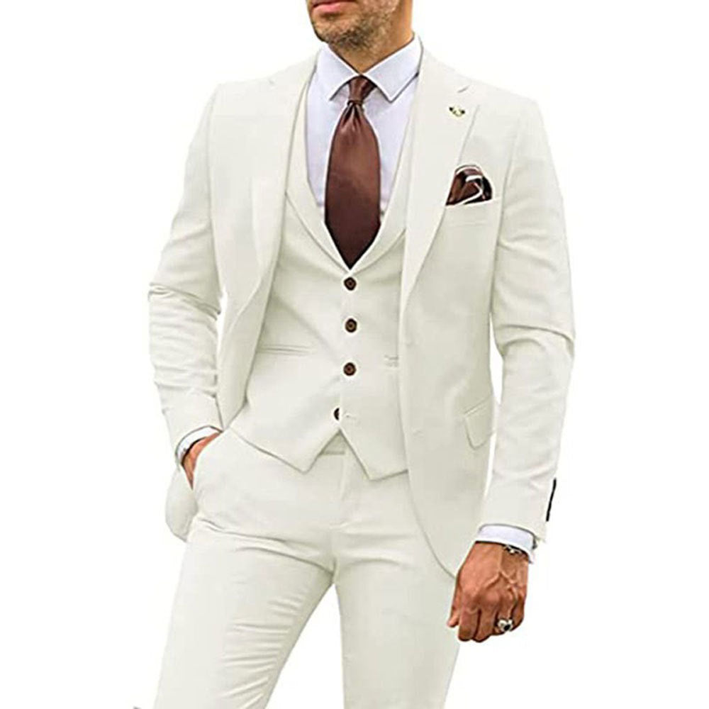 Men's Three-piece Slim-fit Dovetail Groom Dress
