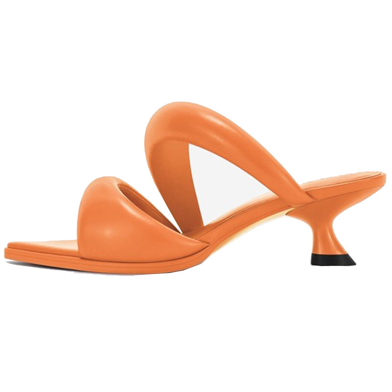 Pointed Soft Leather Kitten Heel Single Sole