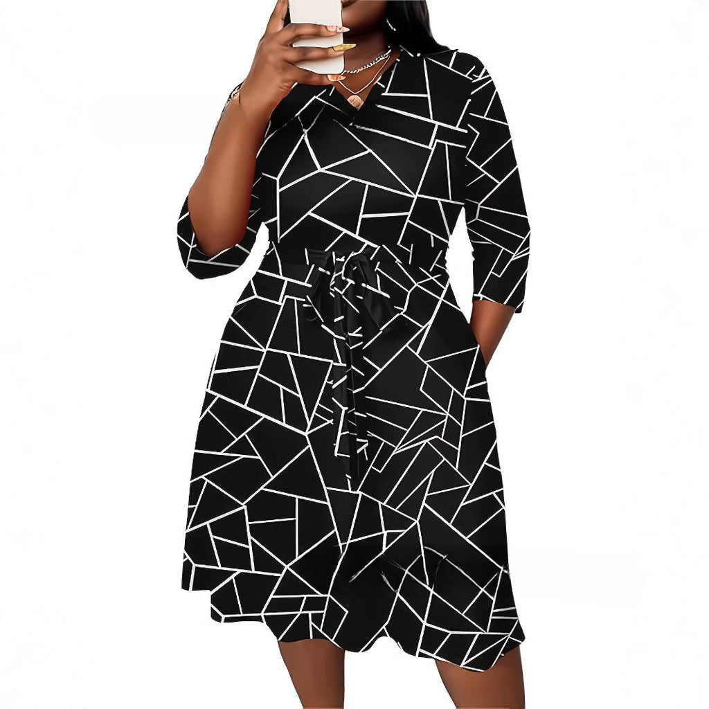 Fashion Print Casual Elegant V-neck Dress