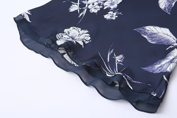 Women's Satin Midi Floral Print Skirt