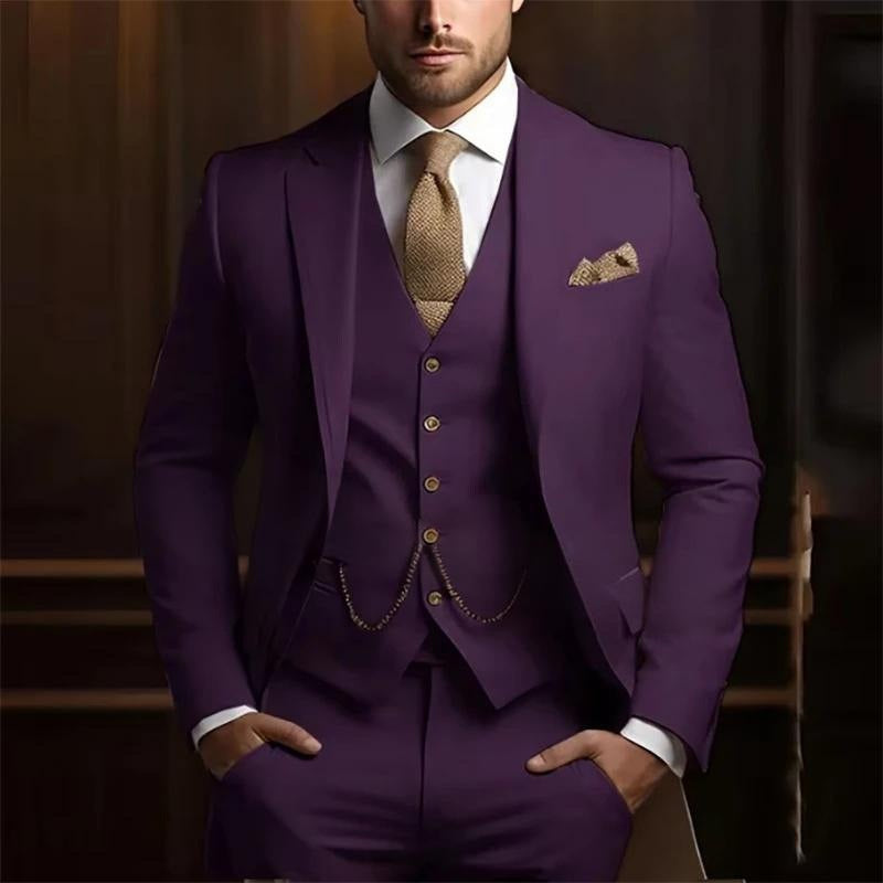 Men's High-grade Gentleman Temperament Slim Suit Three-piece Suit