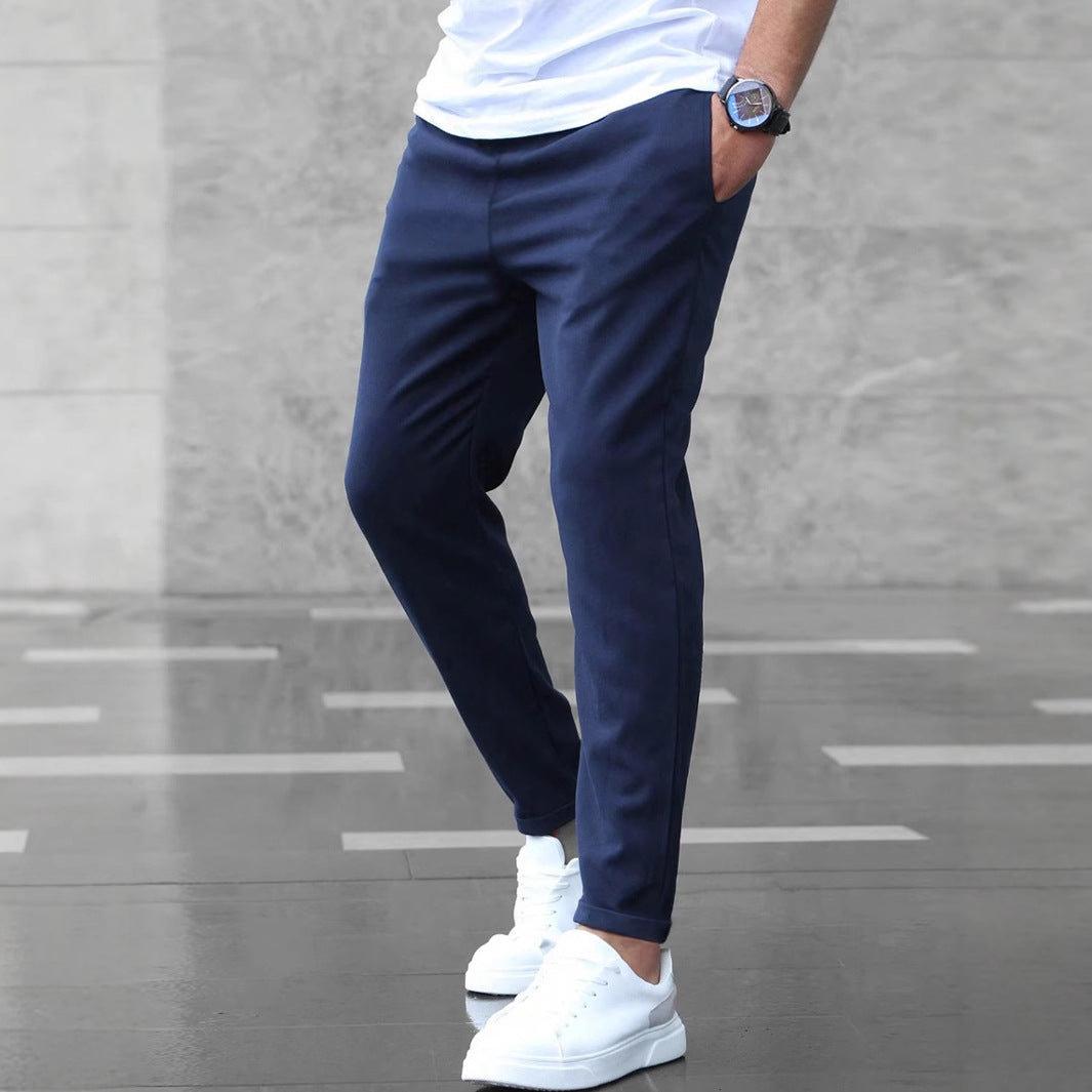 Men's Casual Drawstring Trousers With Pockets Fashion Slim Fit  Skinny Pencil Pants Clothing