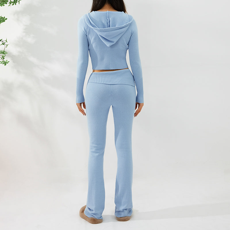 Hoodie Suit Women Leisure Sweater And High Waist Long Pants Set