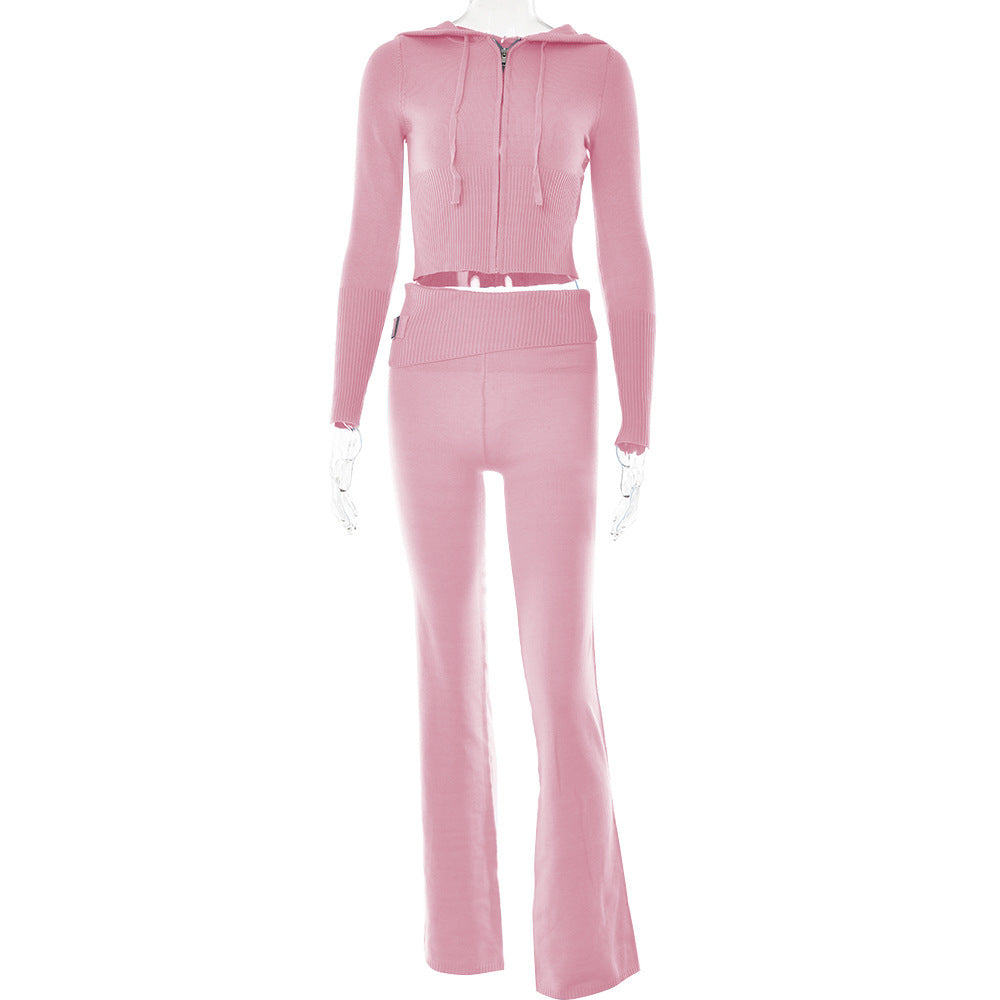 Hoodie Suit Women Leisure Sweater And High Waist Long Pants Set