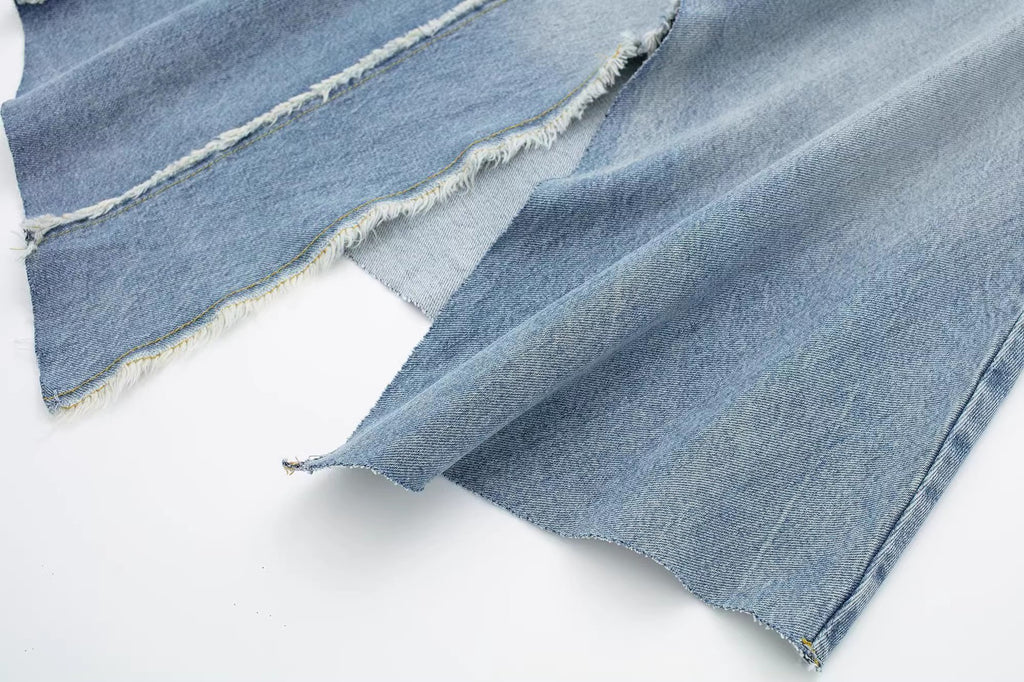 Asymmetric High Waist Denim Skirt