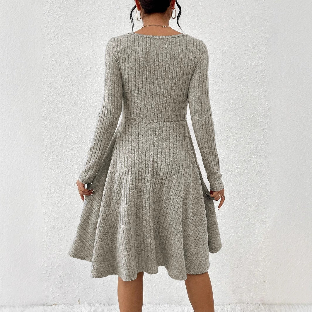 Sunken Stripe Long Sleeve Dress Top For Women
