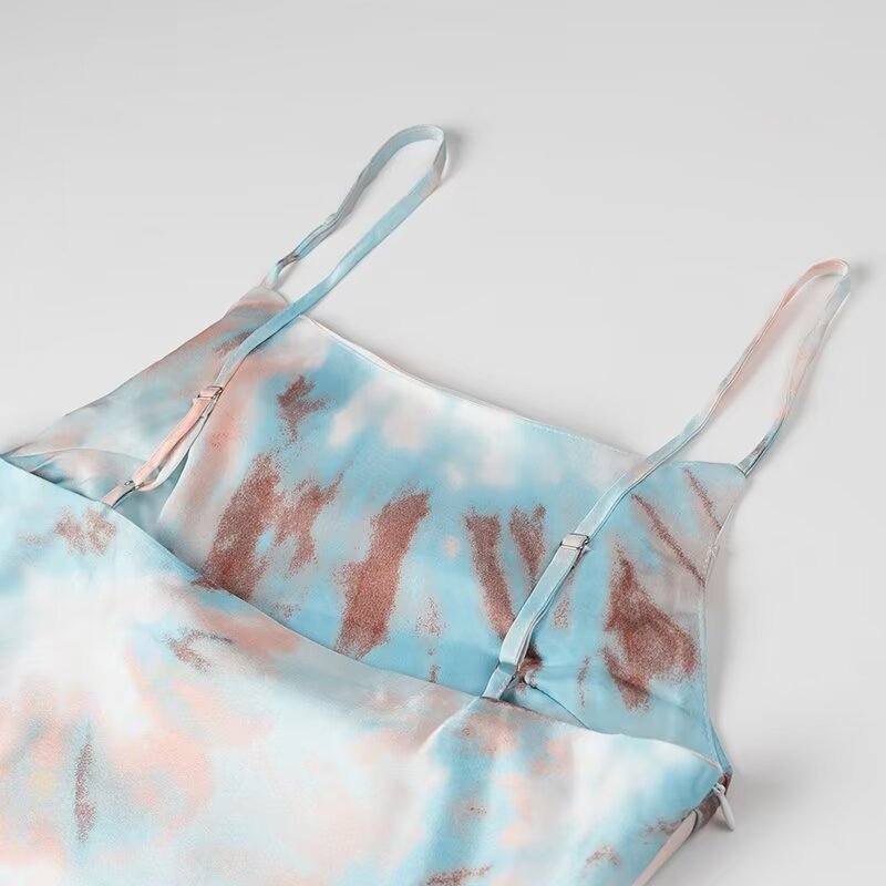 Women's Elegant And Light Mature Pleated Print Camisole Dress