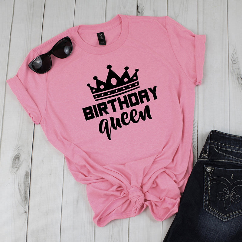 Women Queen Letter Print Short Sleeve T Shirt Cotton Causal Graphic Tee Shirts Girls Birthday Party Oversized Tee
