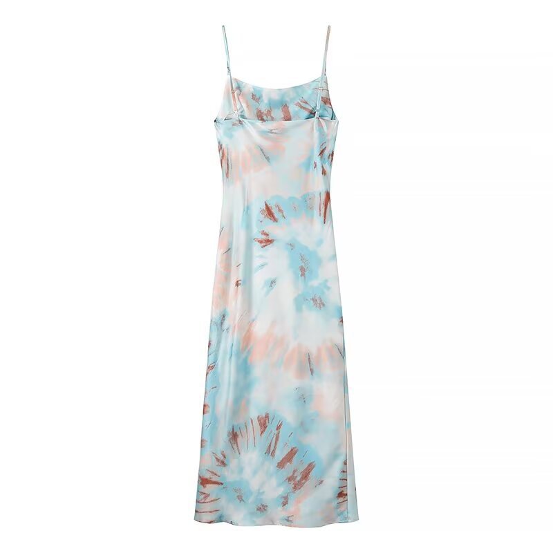 Women's Elegant And Light Mature Pleated Print Camisole Dress