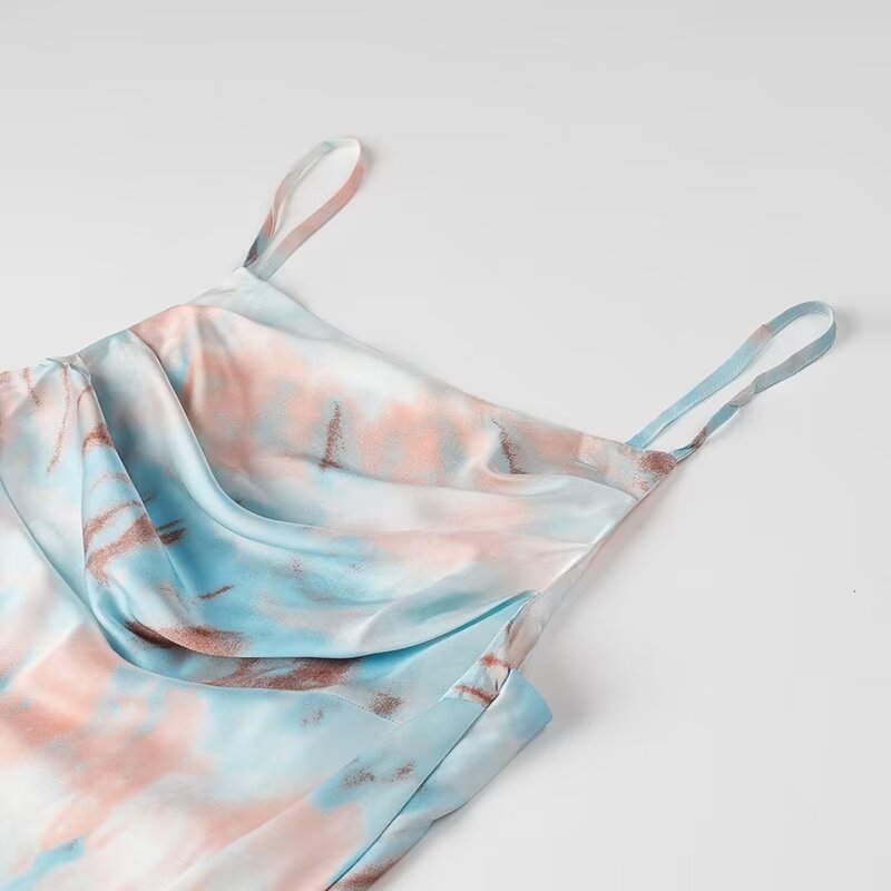 Women's Elegant And Light Mature Pleated Print Camisole Dress