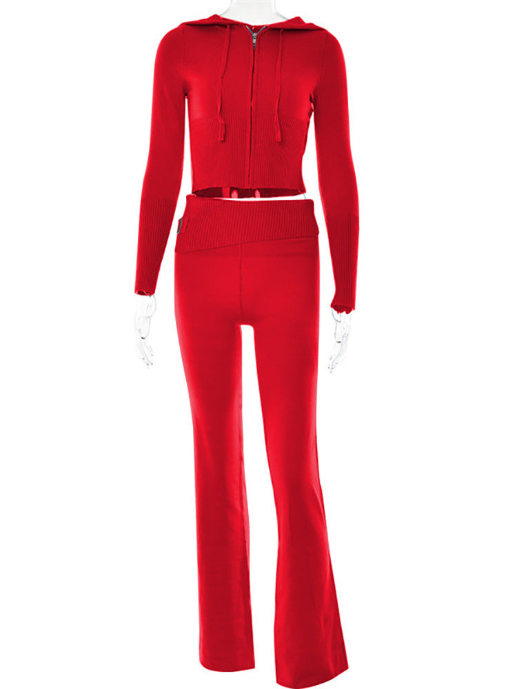 Hoodie Suit Women Leisure Sweater And High Waist Long Pants Set
