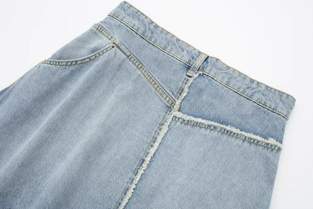 Asymmetric High Waist Denim Skirt
