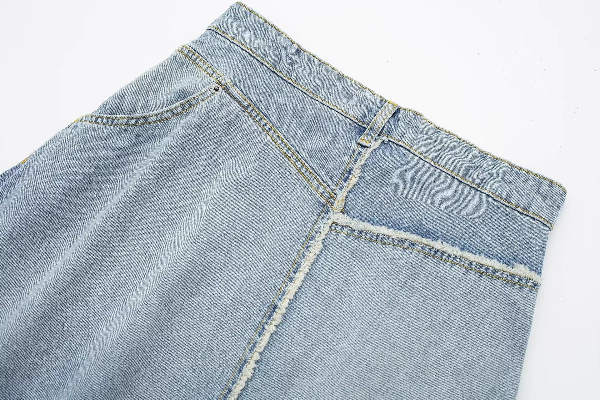 Asymmetric High Waist Denim Skirt