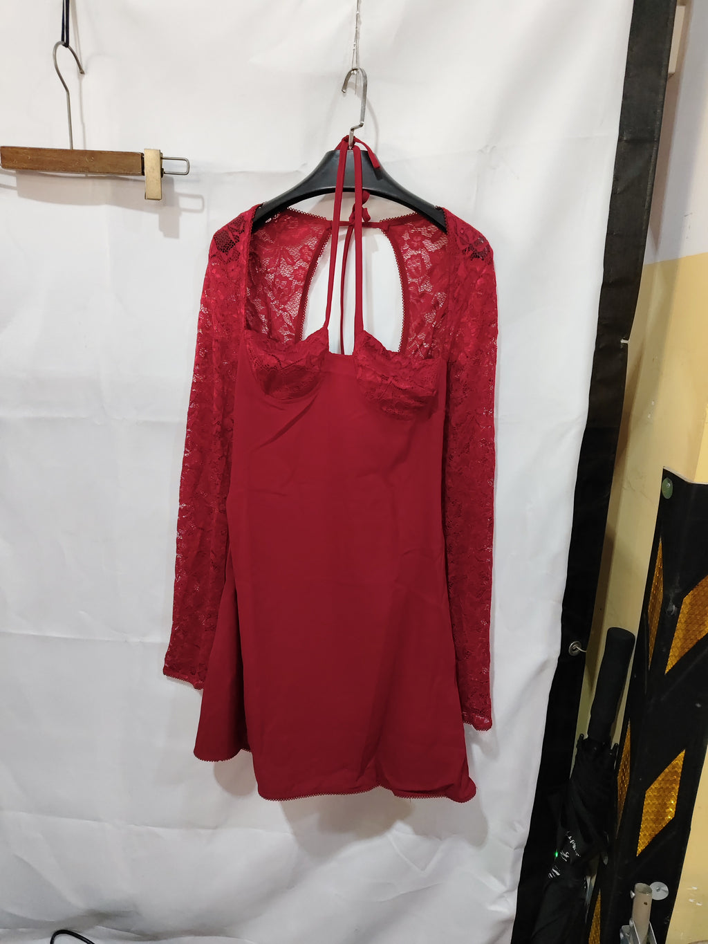 Y2K  Lace Long Sleeve Corset Backless Lace Up Short Dress