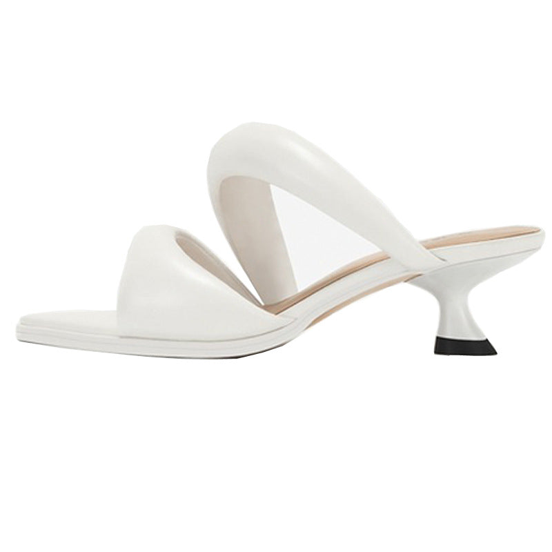 Pointed Soft Leather Kitten Heel Single Sole