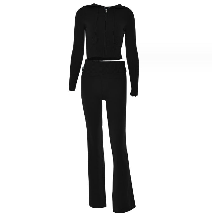 Hoodie Suit Women Leisure Sweater And High Waist Long Pants Set