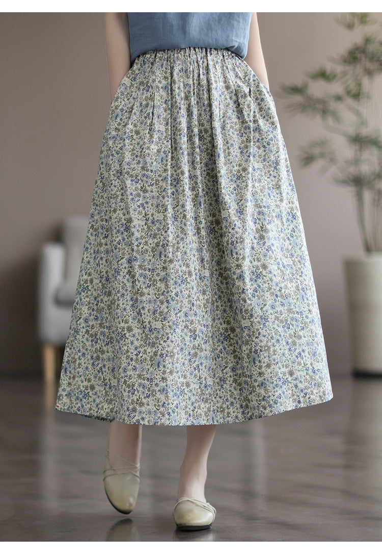 Artistic Floral Washed Cotton Sweet Neighbor's Beautiful Printed Skirt