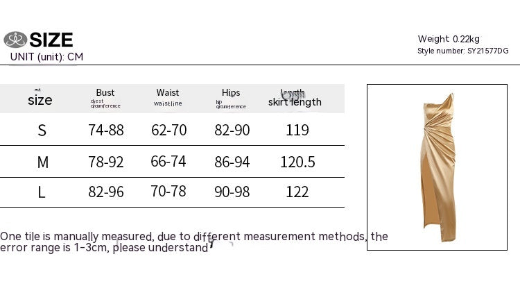 Woven Single Shoulder Fishbone Waistband Slit Dress