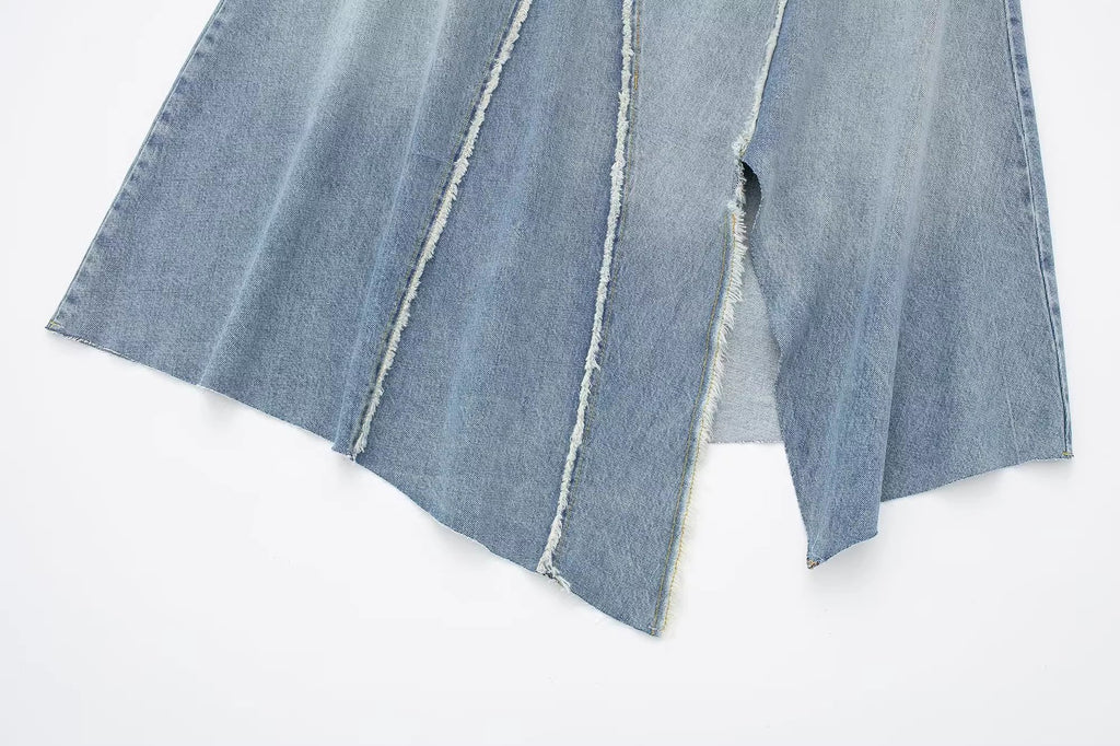 Asymmetric High Waist Denim Skirt