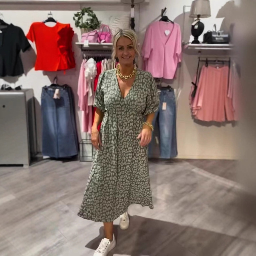 Printed V-neck Plus Size Dress Women