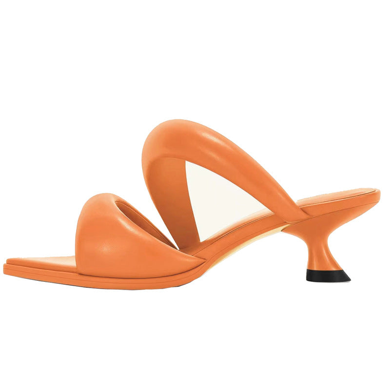 Pointed Soft Leather Kitten Heel Single Sole