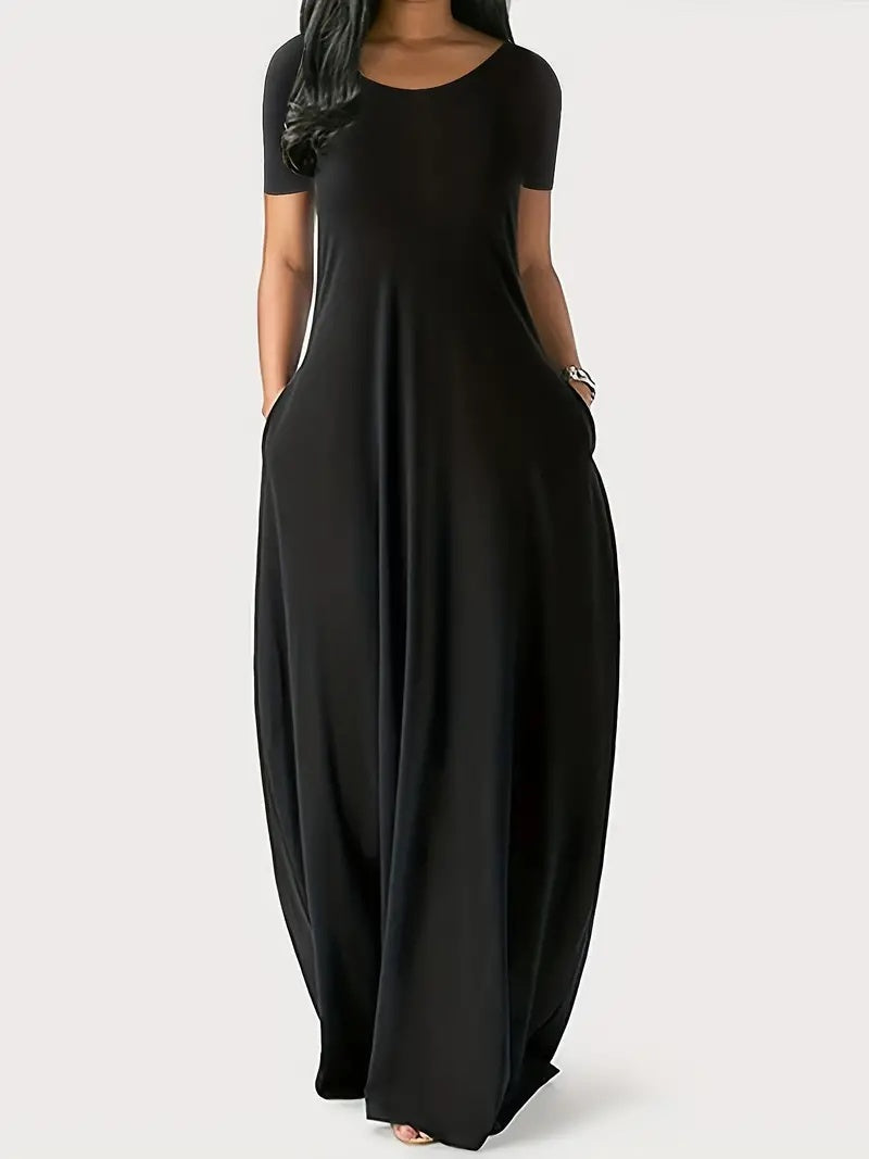 Short Sleeve Long Swing Dress