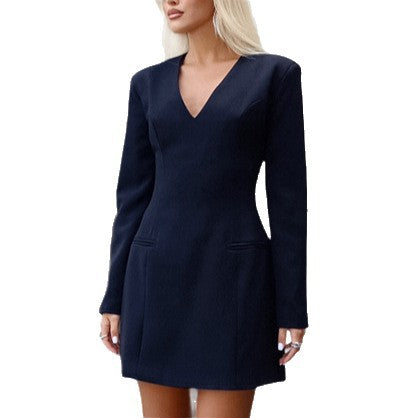 Long Sleeve Waist-Cinching Slim Fit Women's High-End Dress