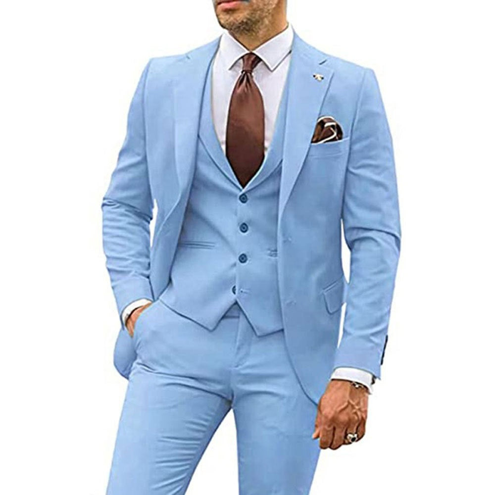 Men's Three-piece Slim-fit Dovetail Groom Dress