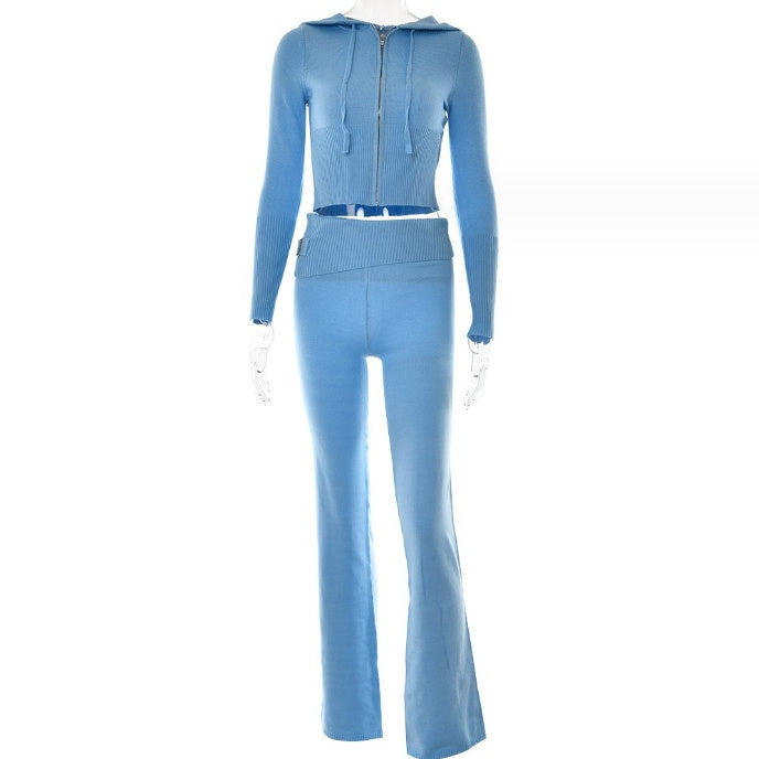 Hoodie Suit Women Leisure Sweater And High Waist Long Pants Set