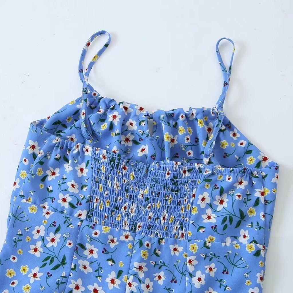 Women's Stylish And Mature Printed Split High-slit Camisole Dress