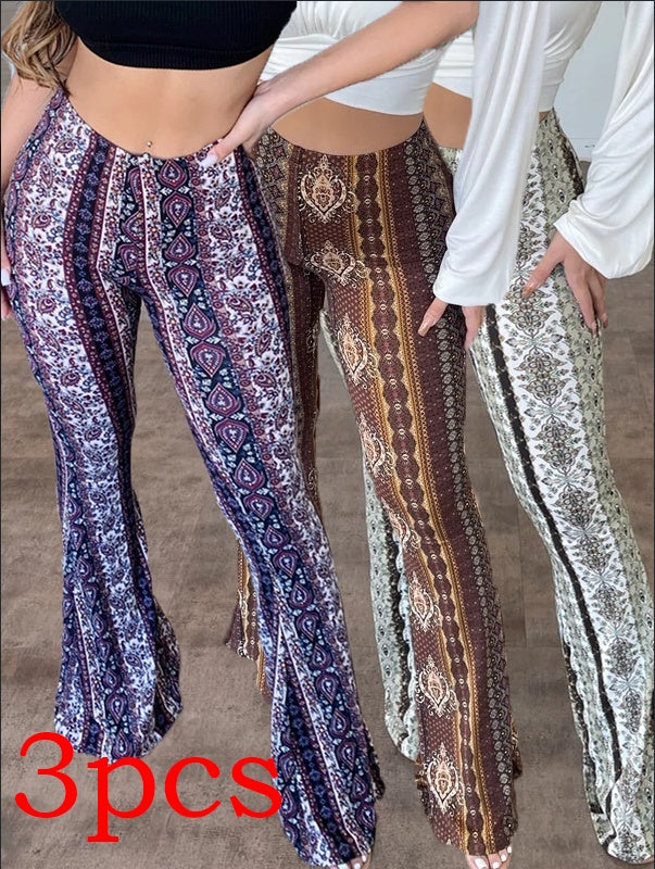 High Elastic Tight Pants Slim Print Trousers Womens Clothing