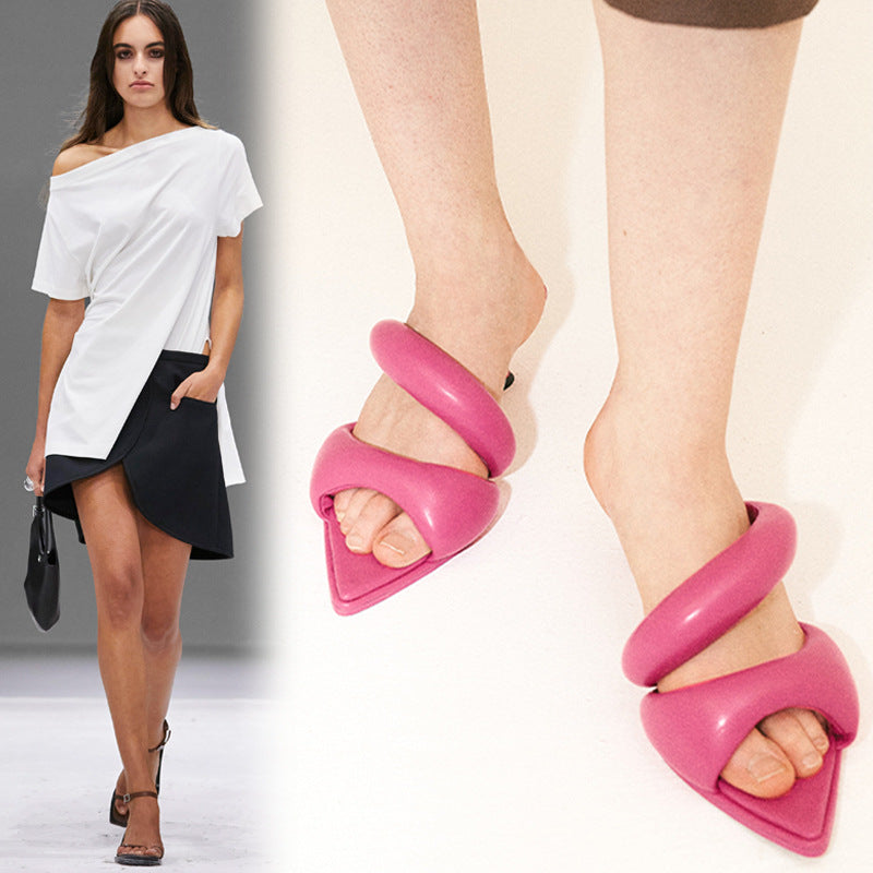 Pointed Soft Leather Kitten Heel Single Sole